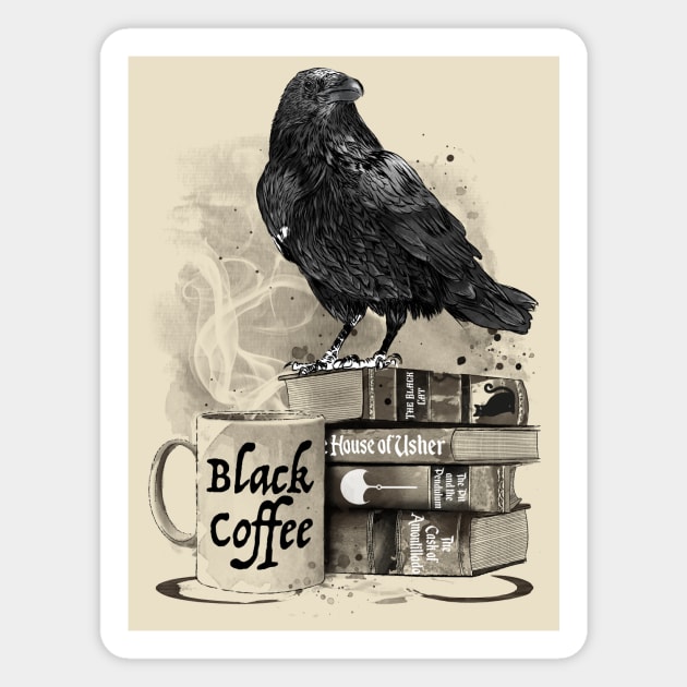 Coffee, Raven and Poe Magnet by DrMonekers